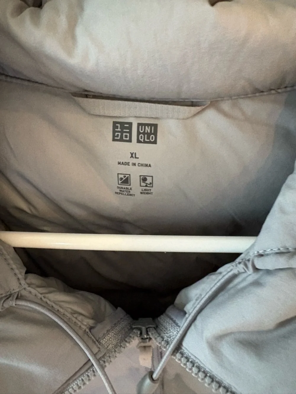 Uniqlo Light Gray Hooded Puffer Jacket - Picture 2 of 6